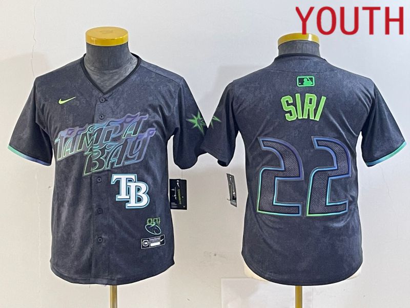 Youth Tampa Bay Rays 22 Siri Black City Edition Nike 2024 MLB Jersey style 4